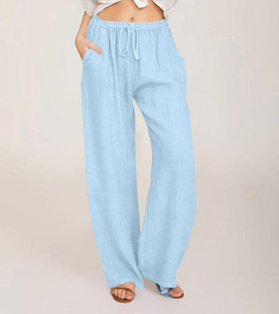 Maialen - Linen Wide Leg Trousers For Summer