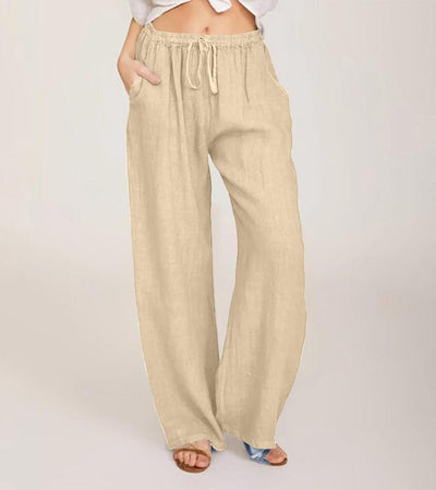 Maialen - Linen Wide Leg Trousers For Summer